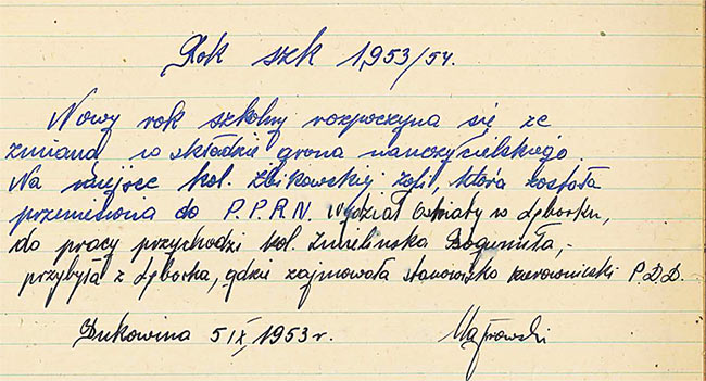 71 Szkoła Bukowina - Kronika 1945-1956
