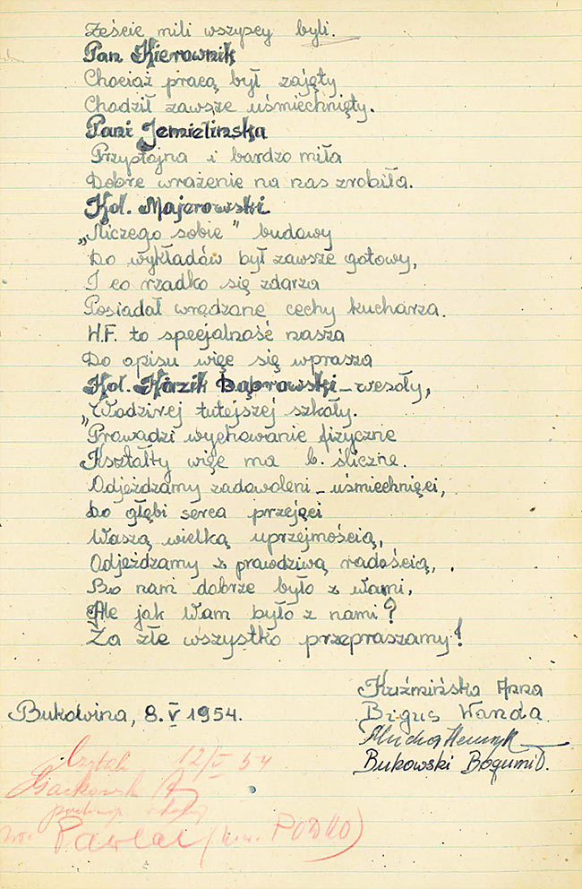 76 Szkoła Bukowina - Kronika 1945-1956